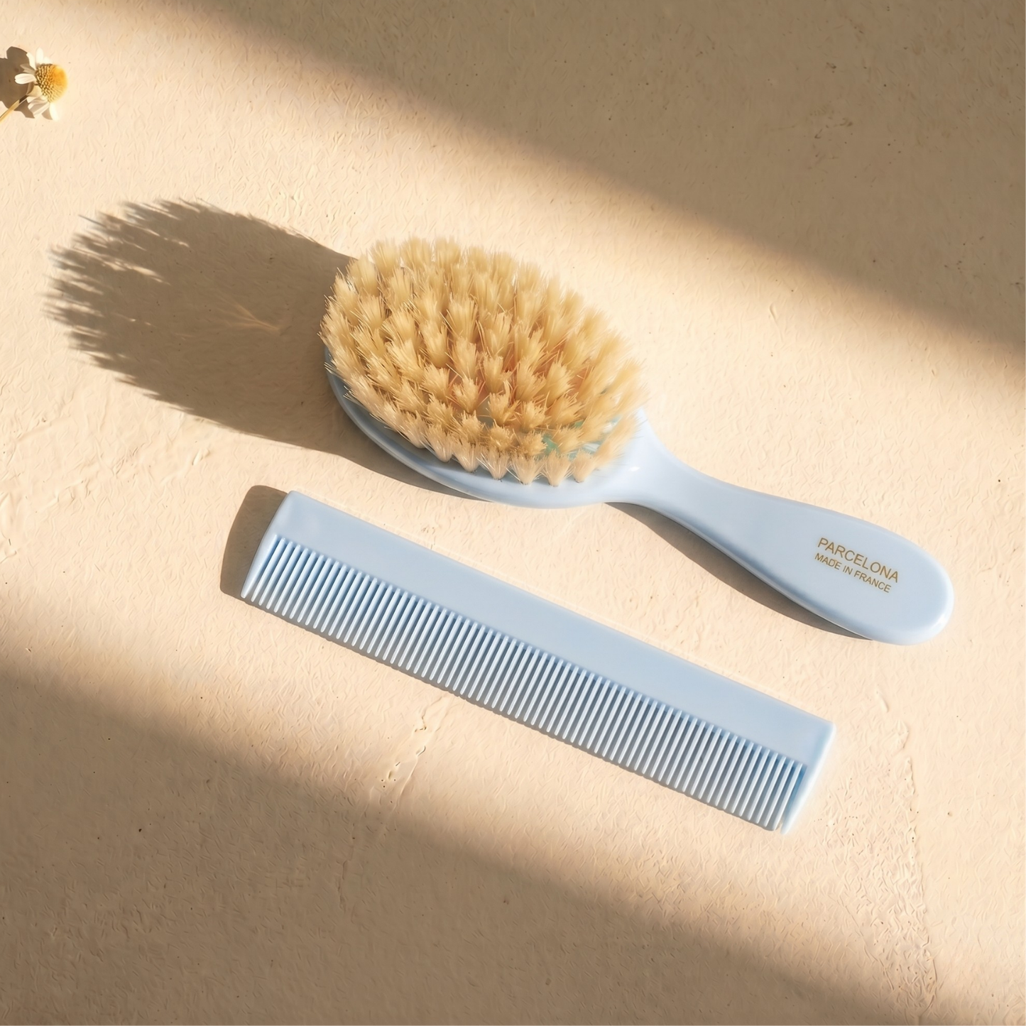 Parcelona French Grooming Combo 6” Celluloid Baby Brush and Comb for Toddlers