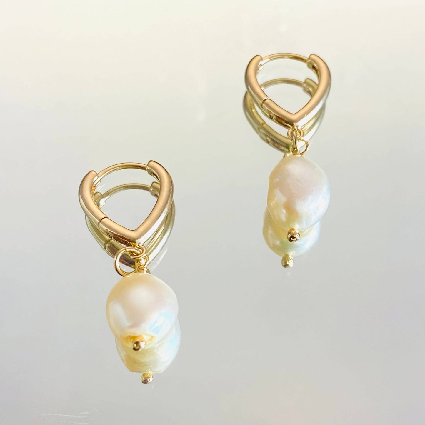 Freshwater Pearl Earrings, Pearl Huggie Hoops, Baroque Pearl