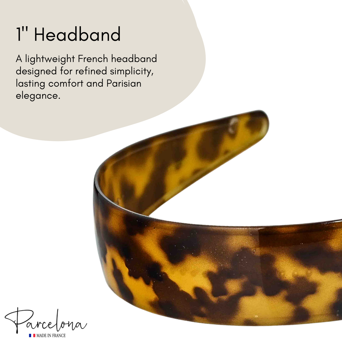 Parcelona Cellulose Acetate French Headband Inner Grip Teeth Hairband for Women