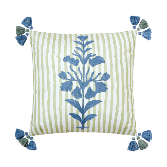 HAMILTON CREWEL EMBROIDERED DECORATIVE PILLOW - Spartina