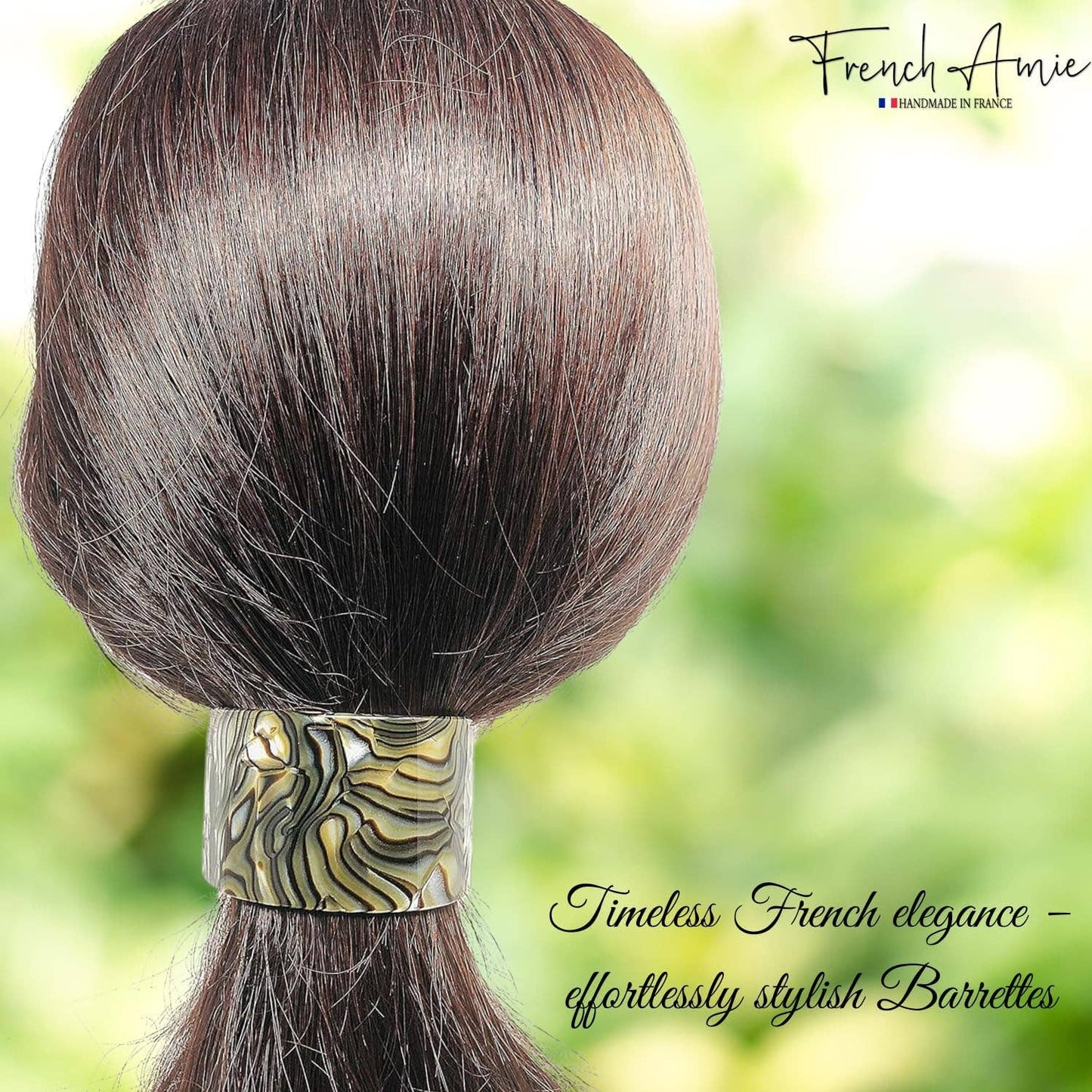 French Amie Half Circle Onyx 2.25" Cellulose Handmade Women Hair Clip Barrette