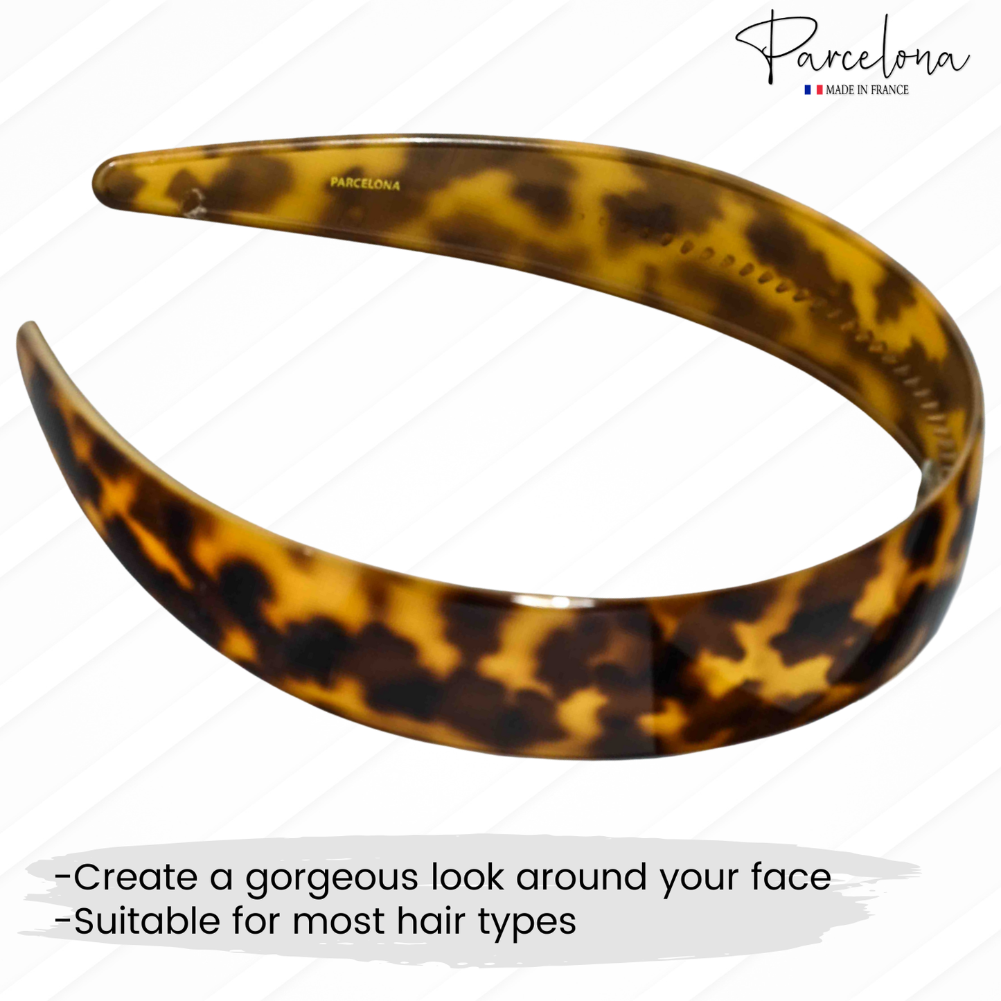 Parcelona Cellulose Acetate French Headband Inner Grip Teeth Hairband for Women