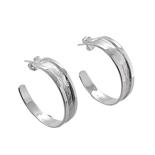 STERLING SILVER ROUND HOOP POST EARRINGS