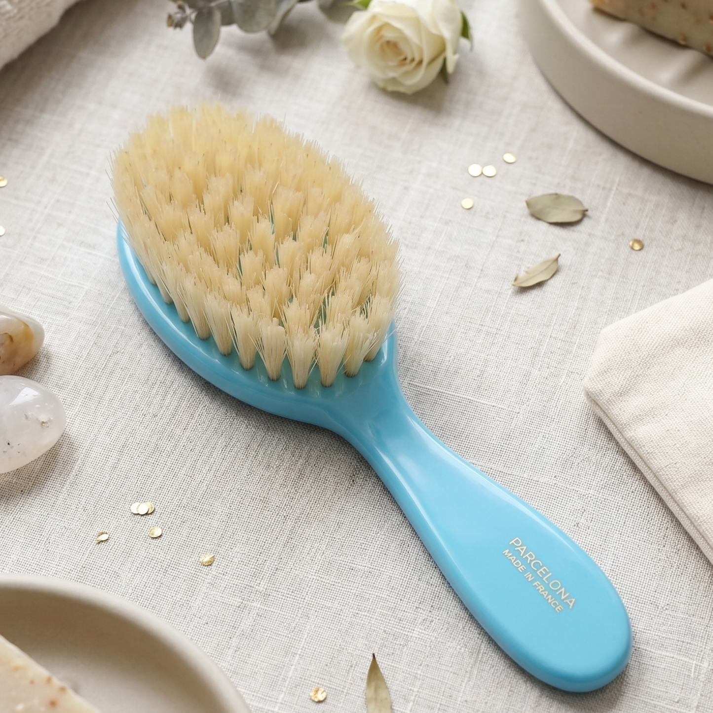 Parcelona French Grooming Combo 6” Celluloid Baby Brush and Comb for Toddlers