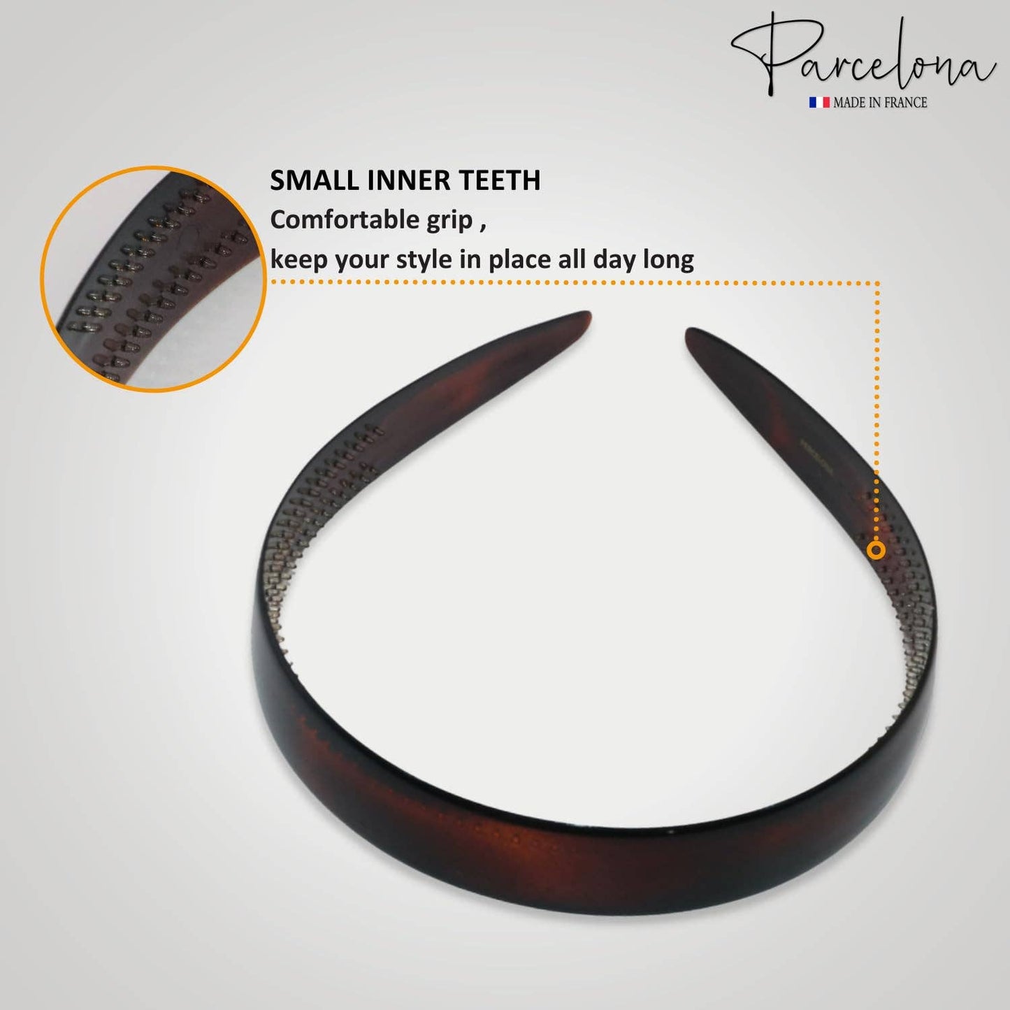Parcelona French Wide Shell and Black Cellulose Hair Headbands for Women(2 Pcs)