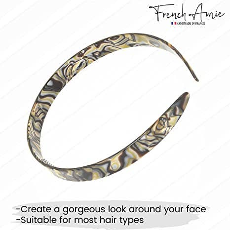 French Amie Wide Headband 1/2" Handmade Cellulose Hair Accessories Women & Girls