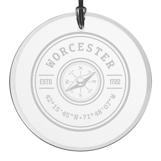 Customizable Circle Compass Lat Long Glass Ornament