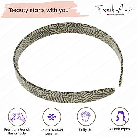 French Amie Wide Headband 1/2" Handmade Cellulose Hair Accessories Women & Girls