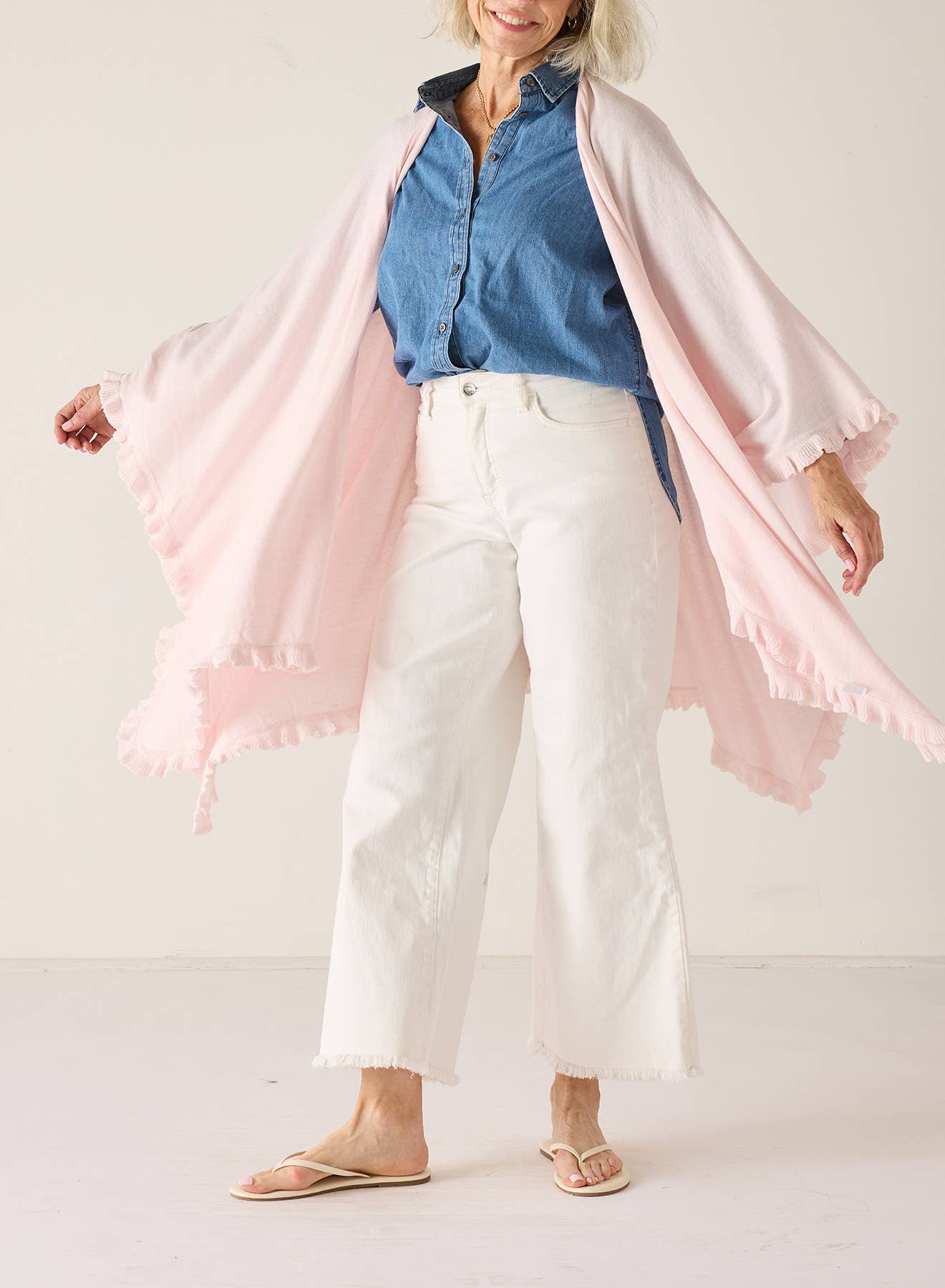 Charleston Ruffle Wrap - Shell Pink