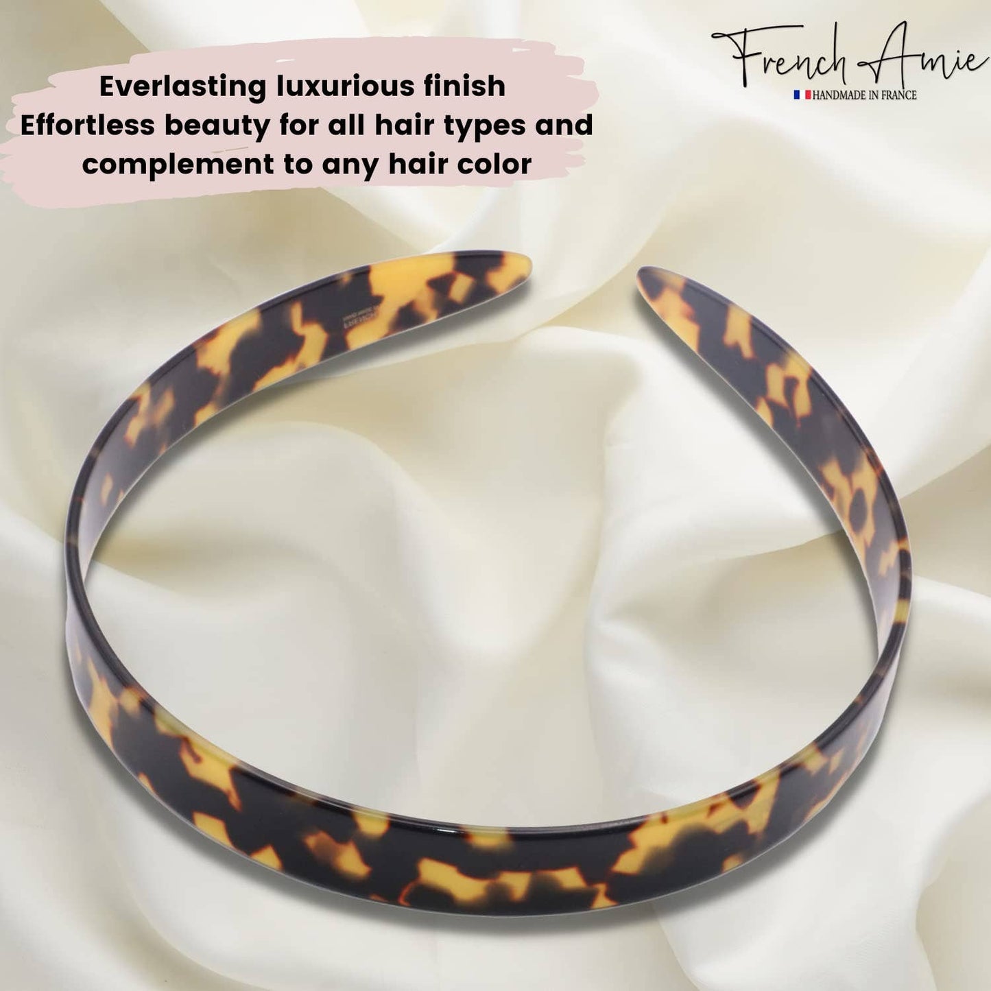 French Amie Wide Headband 1/2" Handmade Cellulose Hair Accessories Women & Girls