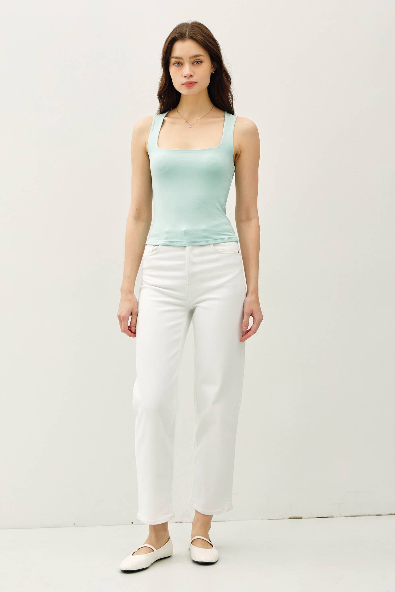 DOUBLE LINED SQUARE NECK TANK