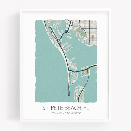 Tarpon Springs Map Tile Sign Beige