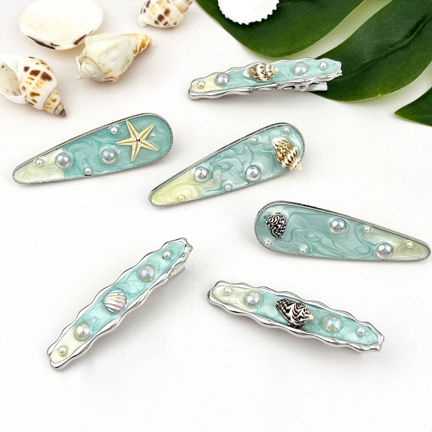 Seashell & Conch Hair Clip, Ocean-Inspired Hair Barrette