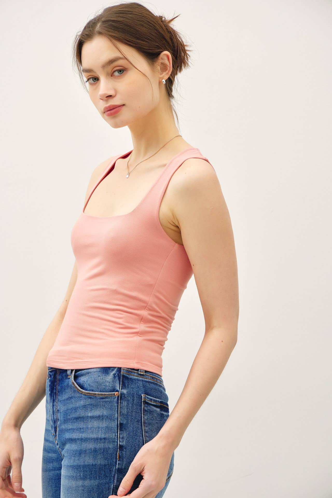 DOUBLE LINED SQUARE NECK TANK