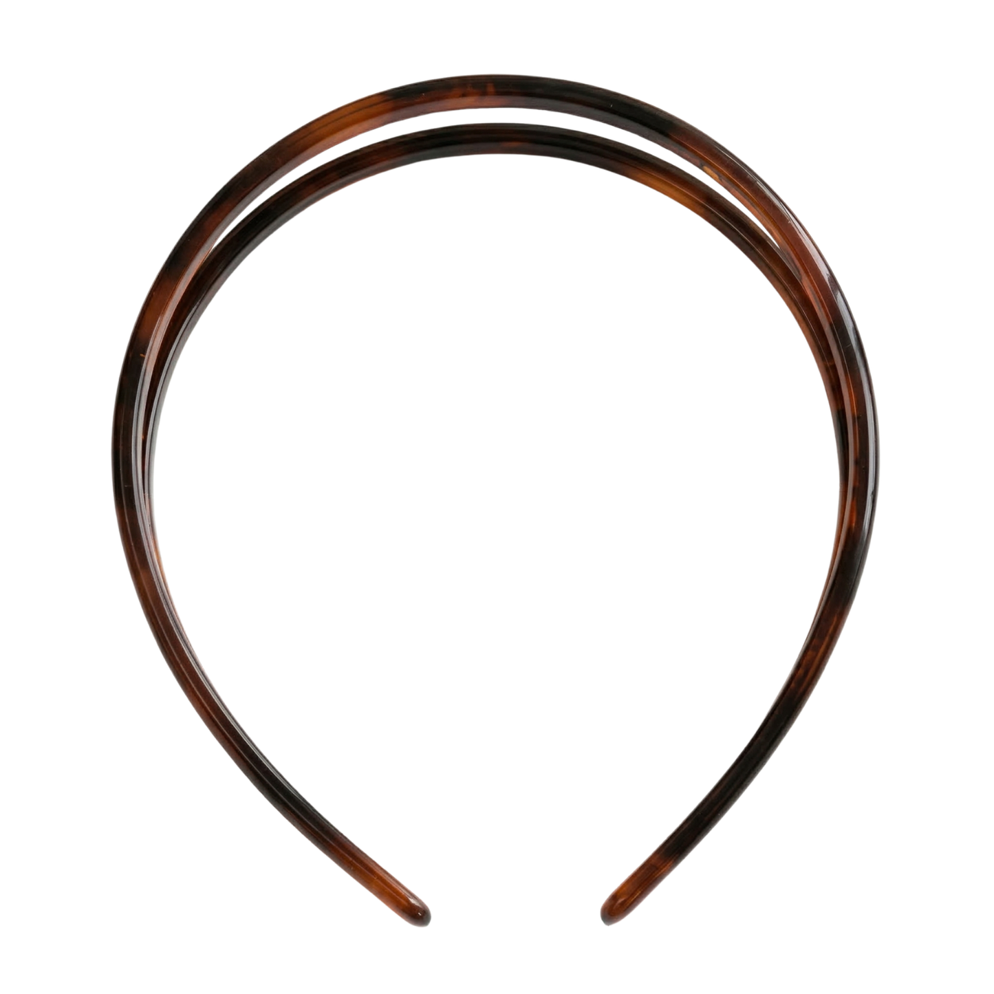 Parcelona French Double Row Tortoise Shell Cellulose Acetate Hair Headband