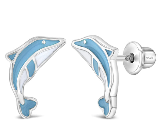 Blue Jumping Dolphin Girls Earrings