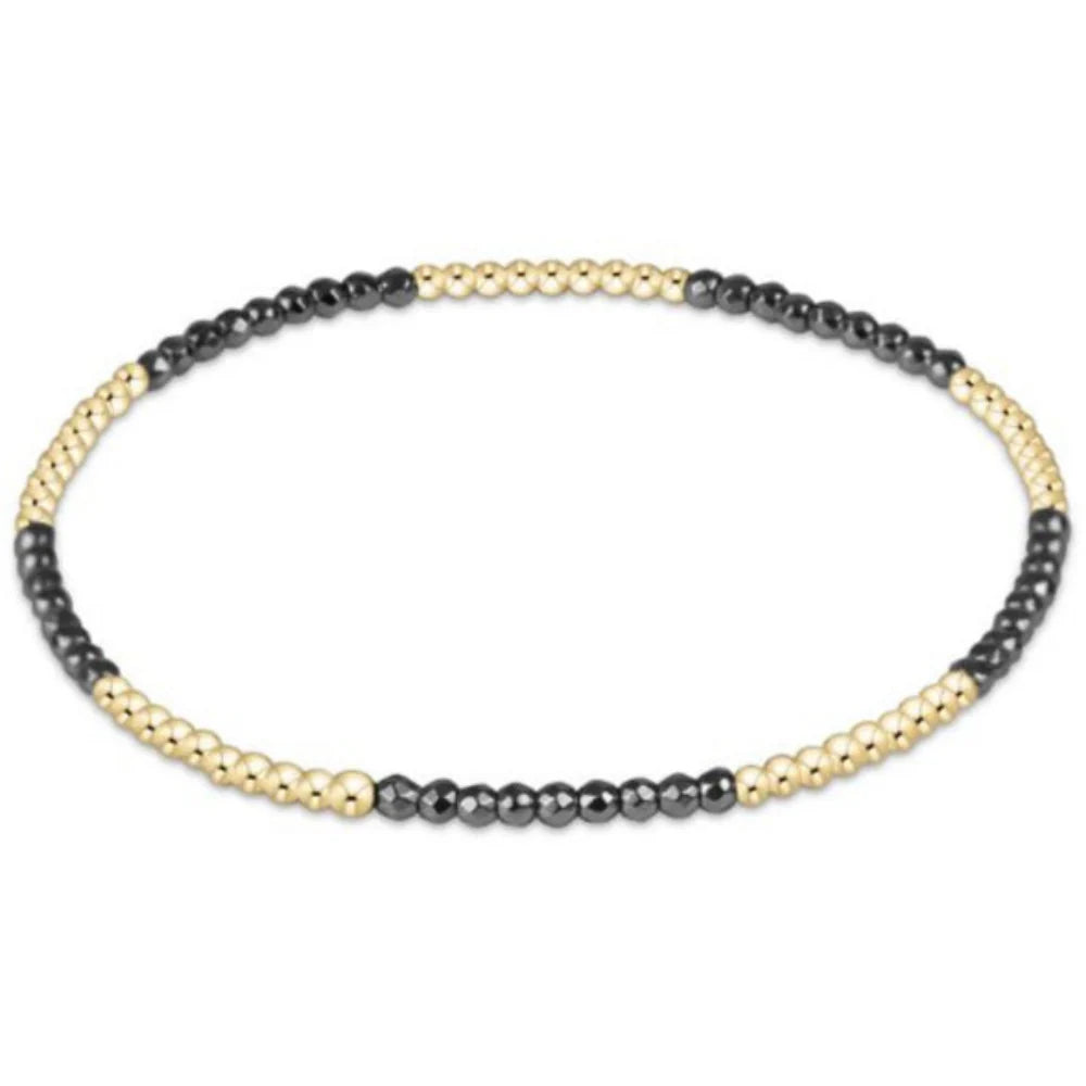 Blissful Pattern 2mm Bead Bracelet - Silver Faceted Hematite