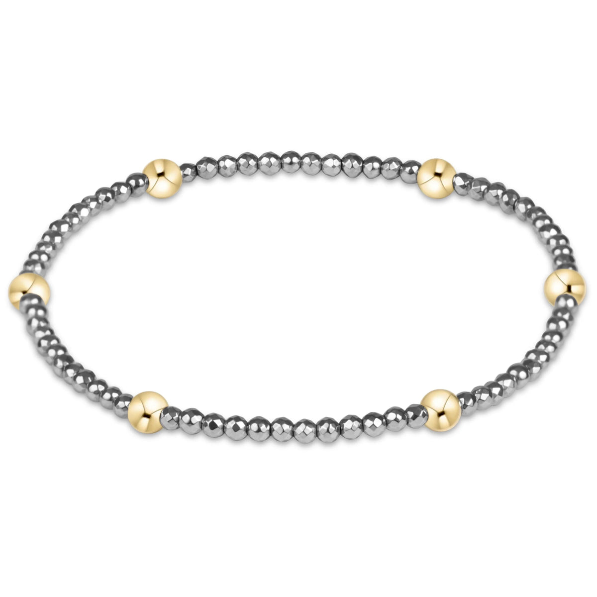 presence silver faceted hematite 2mm bracelet