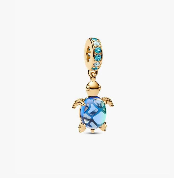 Sea Turtle Murano Glass Dangle Charm