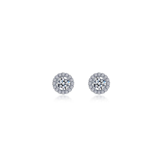 1.24 CTW Round Halo Stud Earrings