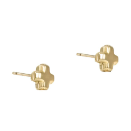 Signature Cross Small Gold Stud - Gold
