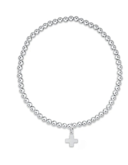 classic sterling 3mm bead bracelet - signature cross sterling charm