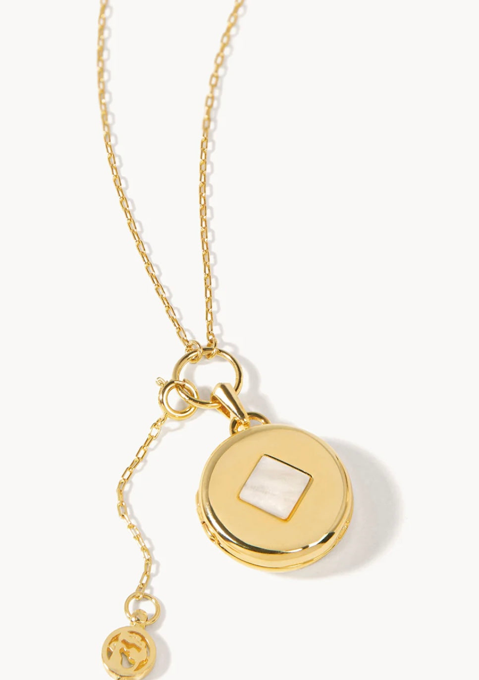 Round Locket Slide Necklace 28" Pearlescent Diamond