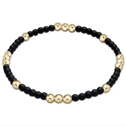 WORTHY PATTERN 3MM BEAD BRACELET - MATTE ONYX