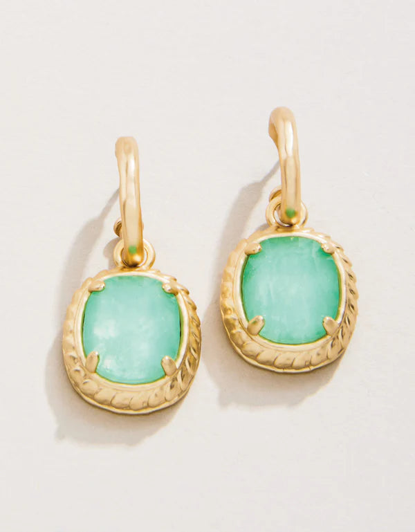 Karina Oval Drop Hoop Earrings Seafoam