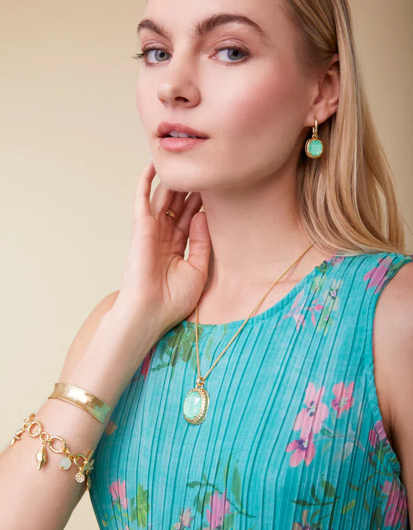 Karina Oval Drop Hoop Earrings Seafoam