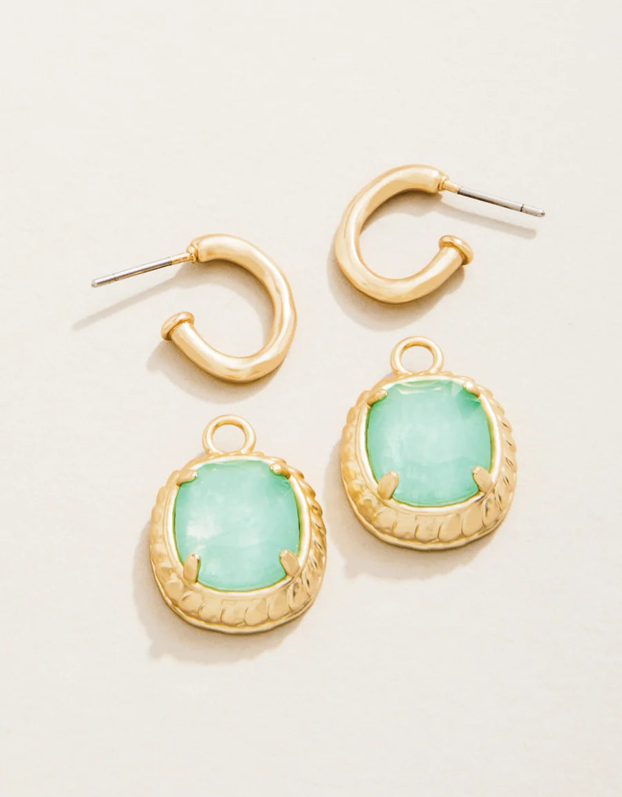 Karina Oval Drop Hoop Earrings Seafoam