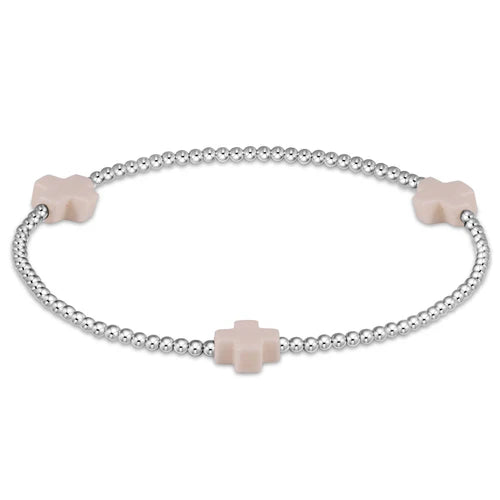 signature cross sterling pattern 2mm bead bracelet