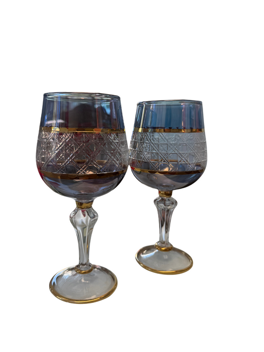 Crystal Cut Wine Glasses -Set of Two