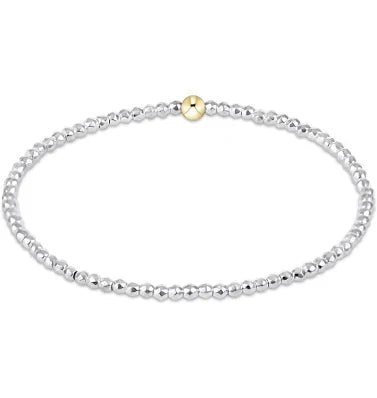 Bright Silver Faceted Hematite 2mm Bead Bracelet - Extends