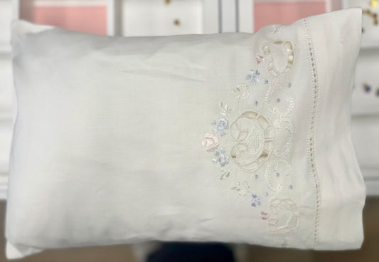 Pillow With Crest- White