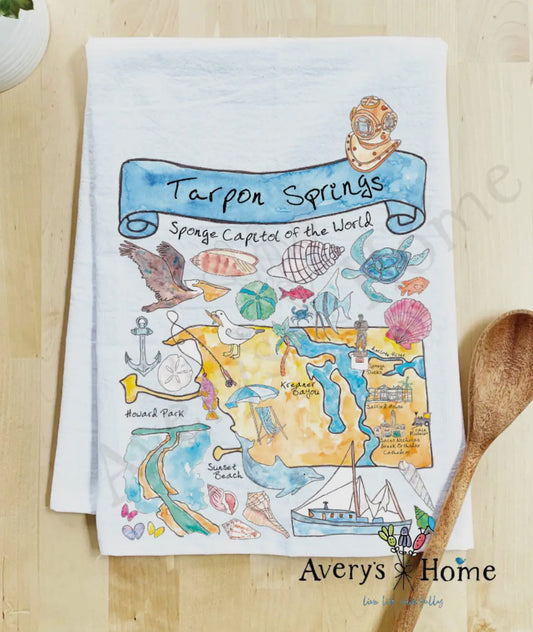 Tarpon Watercolor Dish Towel