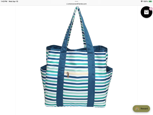 Sea Stripes and Ocean Blue Reversible Beach Bag