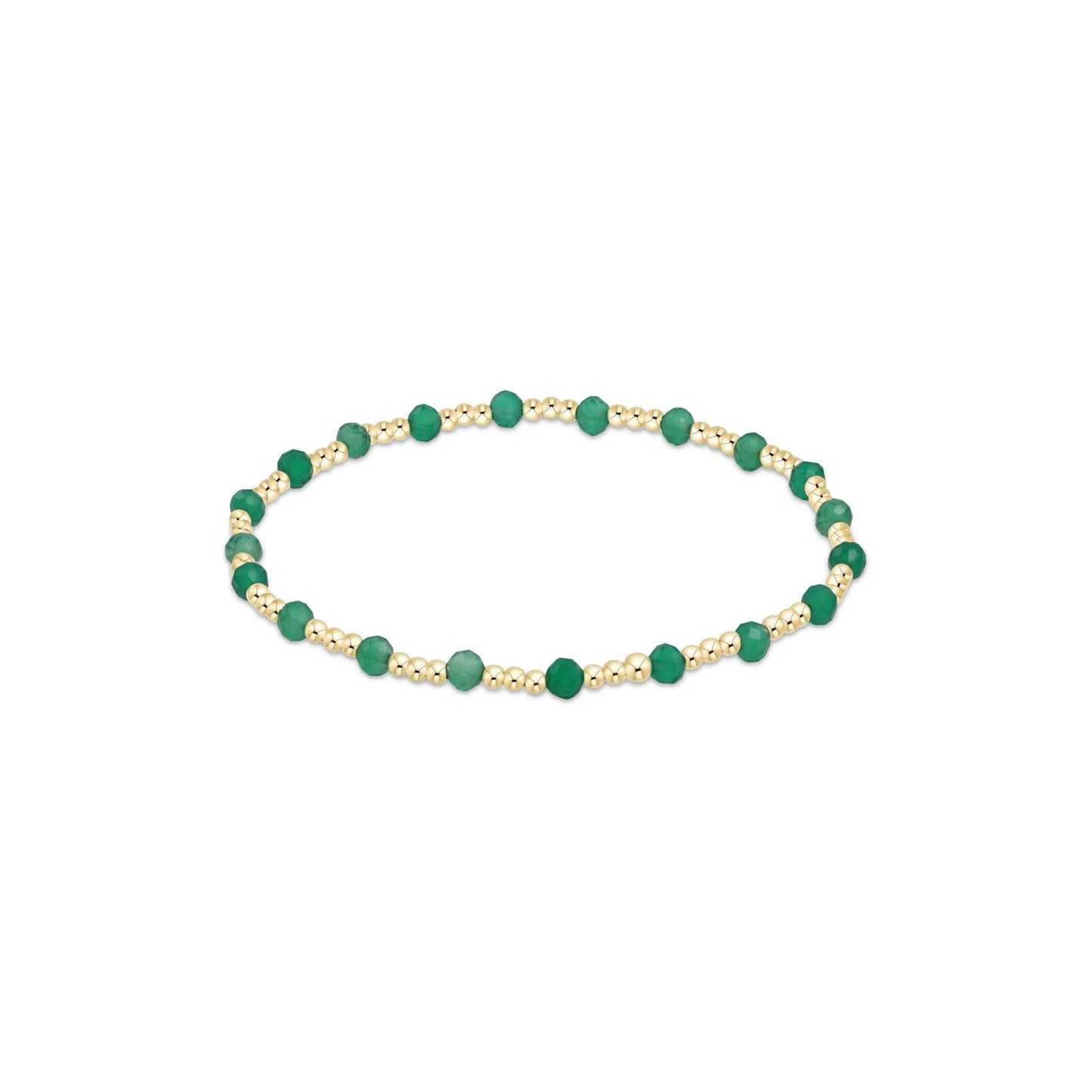 Gemstone Gold Sincerity Pattern 3mm Bead Bracelet - Faceted Green Onyx