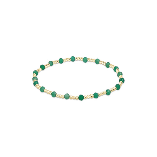 Gemstone Gold Sincerity Pattern 3mm Bead Bracelet - Faceted Green Onyx