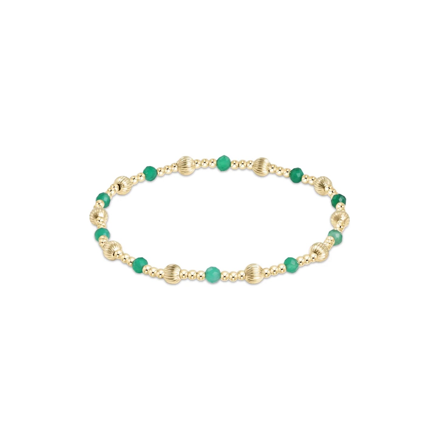 Dignity Sincerity Pattern 4mm Bead Bracelet - Faceted Green Onyx