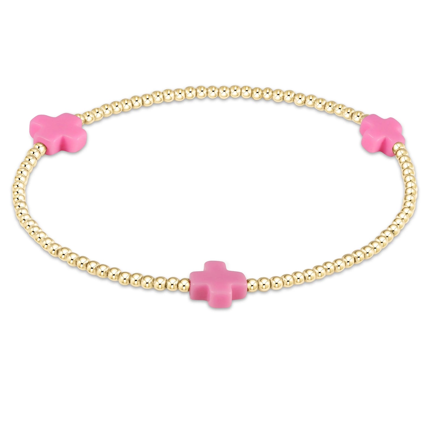 signature cross gold pattern 2mm bead bracelet