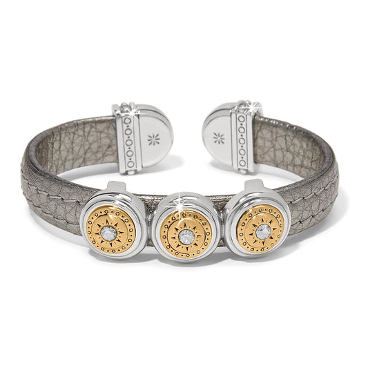 Mosaic Two Tone Leather Disc Cuff Bracelet