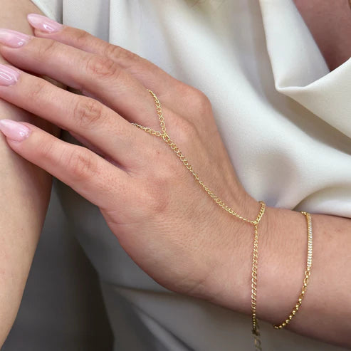 18k Gold Filled Plain Hand Chain