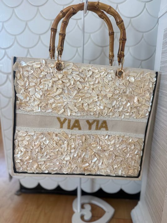 Yia Yia Natural Shell Beaded Bag