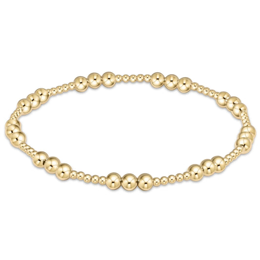 Classic Joy Pattern 5mm Bead Bracelet- Gold