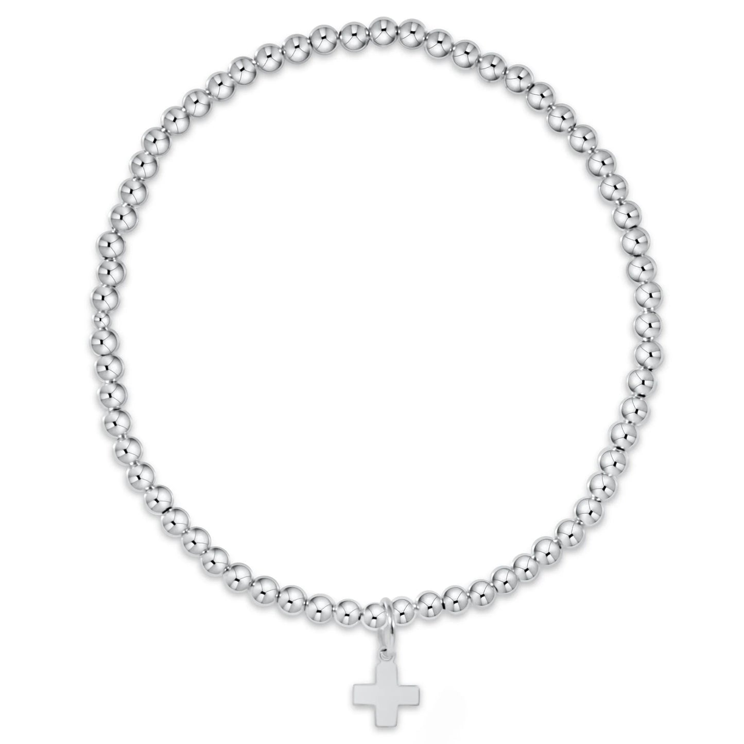 Classic Sterling 3MM Bracelet Signature Cross Sterling Charm