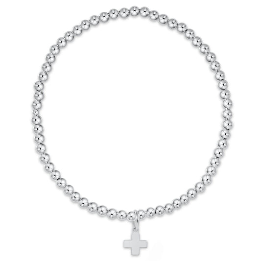 Classic Sterling 3MM Bracelet Signature Cross Sterling Charm