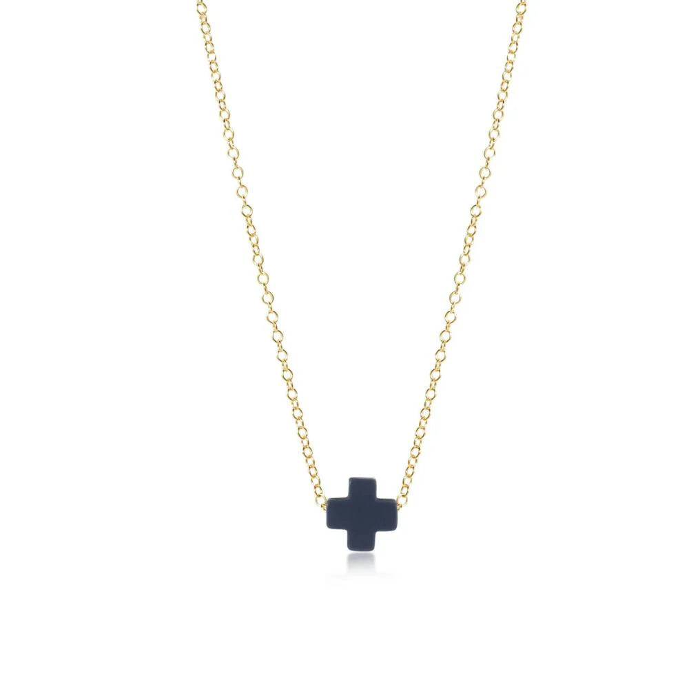 16" necklace gold - signature cross small