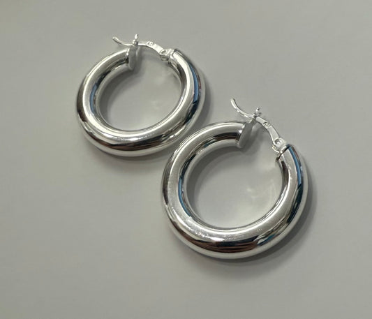 Sterling Silver Small Huggies-Thick