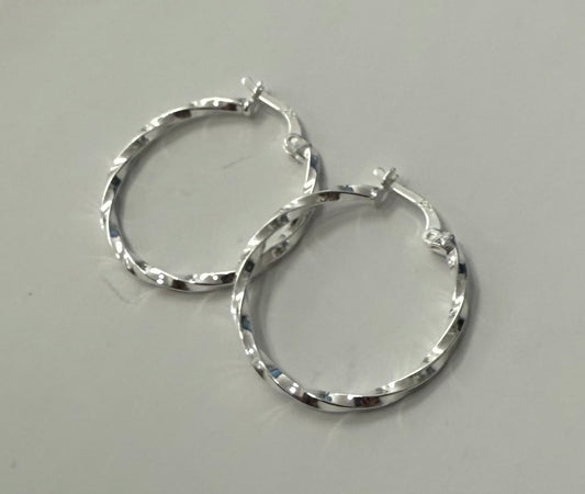 Sterling Silver Small Twisted Hoops